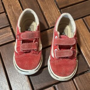 Vans Red Kids Sneakers with Velcro Straps